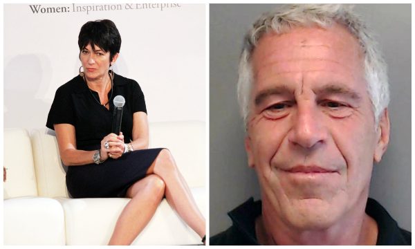 (L) Ghislaine Maxwell participa de um simpósio na cidade de Nova York em uma fotografia de arquivo de 2013. (Laura Cavanaugh / Getty Images) (R) Jeffrey Epstein em uma foto de caneca de 2013 na Flórida (Departamento de Polícia da Flórida por meio do Getty Images)