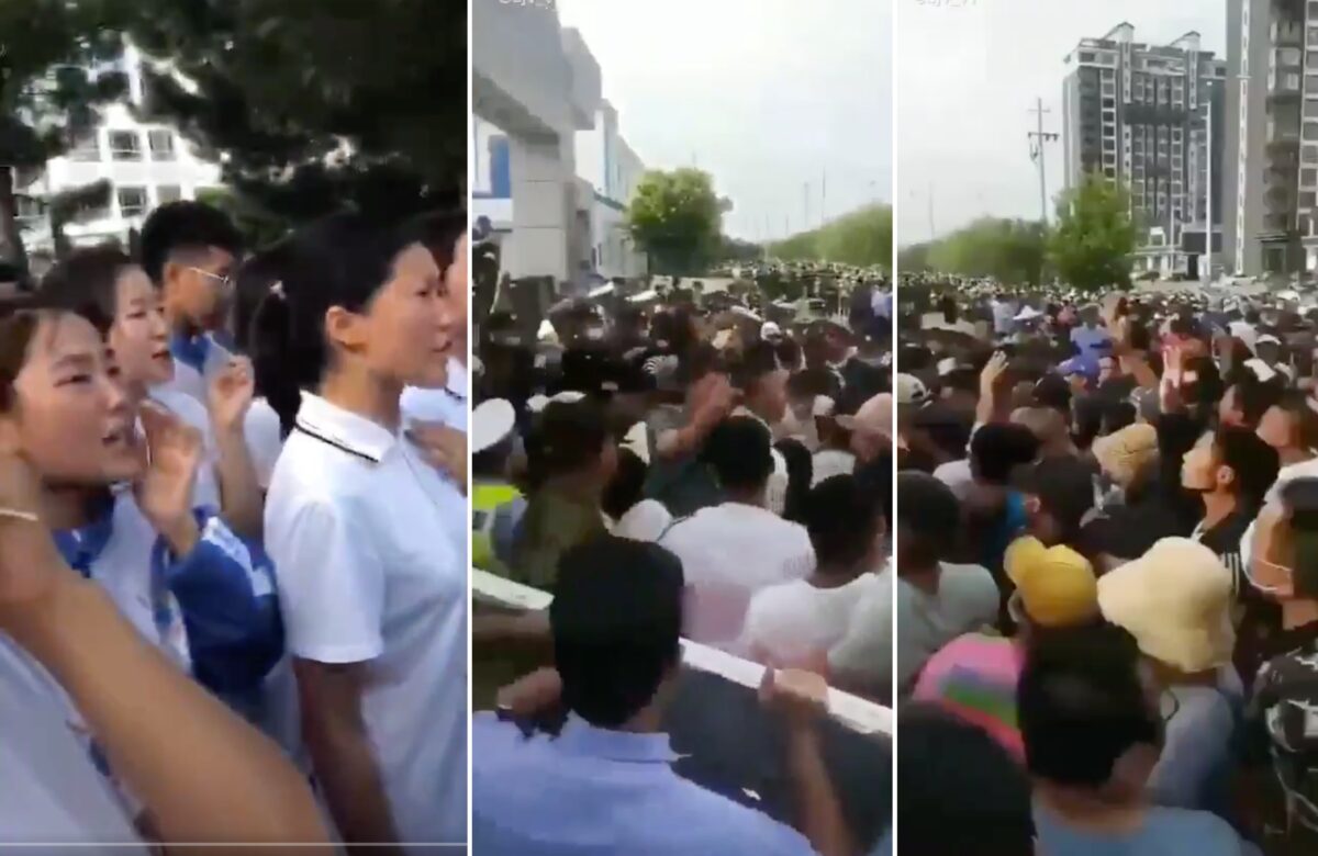 Estudantes mongóis protestam pelo direito de serem educados na língua mongol na Mongólia Interior, China, em agosto de 2020 (Screenshot)