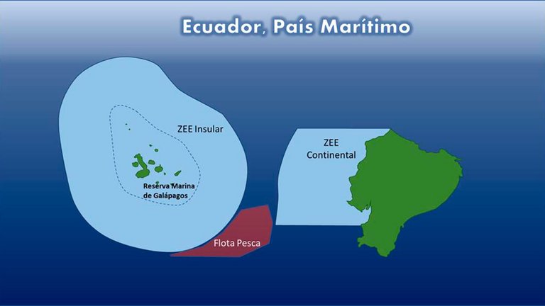 Gráfico publicado pelo Itamaraty equatoriano, indicando a localização da frota chinesa (@CancilleriaEc)