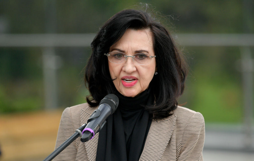 A Ministra das Relações Exteriores da Colômbia, Claudia Blum de Barberi, discursa ao final da 30ª Reunião de Consulta dos Ministros das Relações Exteriores do Tratado Interamericano de Assistência Recíproca (TIAR), em Bogotá, em 3 de dezembro de 2019 (Raúl ARBOLEDA / AFP via Getty Images)