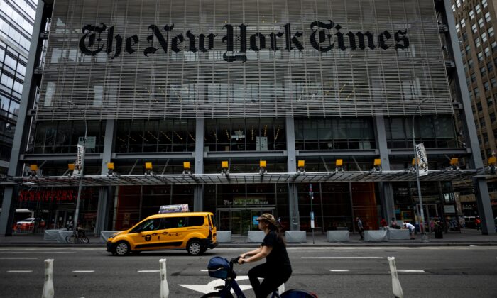 Edifício do New York Times na cidade de Nova Iorque, N.Y., em 30 de junho de 2020 (Johannes Eisele / AFP via Getty Images)