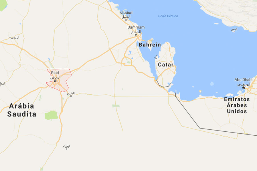 Fronteira entre Arábia Saudita e Catar (Google Mapas)