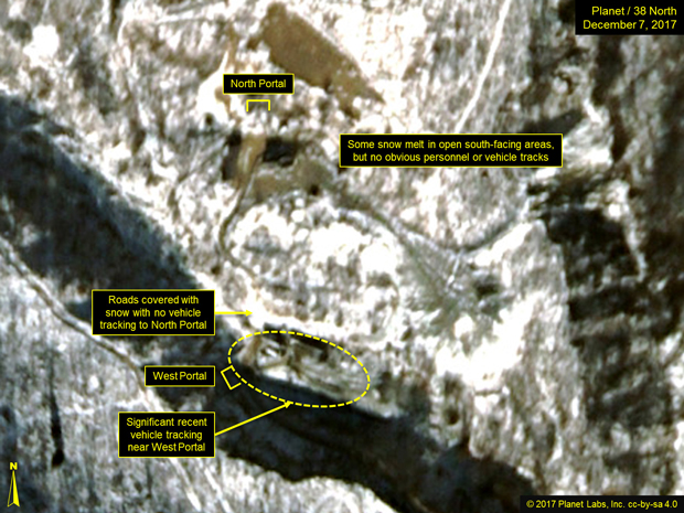 Coreia do Norte, nuclear, terremoto - O website ‘38 North’ disse o grande sinal de atividade é consistentemente observado em imagens de satélite. Imagem de 21 de novembro de 2017 (Airbus Defense & Space/38 North, Pleiades © CNES 2017, Distribution Airbus DS)